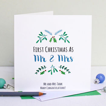 Personalised 'Mr And Mrs' First Christmas Card, 3 of 4