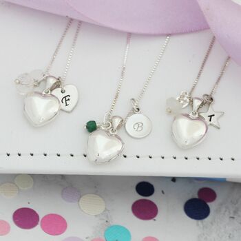 Childs Silver Heart Locket Personalised With Birthstone, 5 of 10