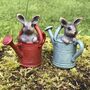 Two Bunny Watering Can Fairy Garden Ornaments In Bag, thumbnail 1 of 8