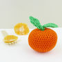 Clementine Orange Fruit Crochet Cotton Soft Toy, thumbnail 2 of 7