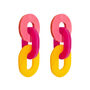 Pink Yellow Chain Link Earrings, thumbnail 1 of 3