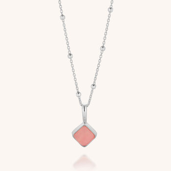 Pink Opal October Birthstone Necklace Sterling Silver, 4 of 7