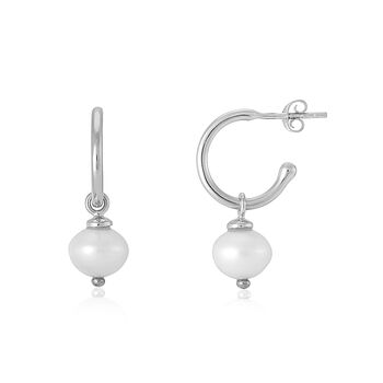 Manhattan Gold Plated Or Silver Pearl Hoops, 5 of 7