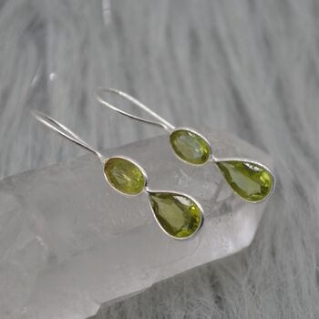 Peridot Teardrop Earrings: Silver Or Gold, 5 of 9