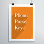 Phone, Purse, Keys Print, thumbnail 1 of 12