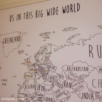 Detailed Personalised World Travel Pinboard Map, 4 of 12