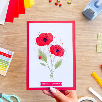 Floral Meadow Card Making Kit | Beginner Intermediate Iris Folding Craft, 3 of 7