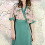 Special Occasion Wrap Dress In Crepe And Cloudpine Silk, thumbnail 1 of 4