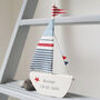 Personalised Sailing Boat For A New Baby Or Christening, thumbnail 2 of 6