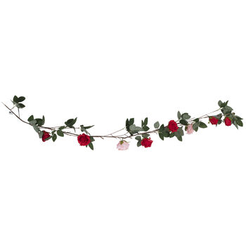 Valentines Foliage Rose Garland With String Lights, 2 of 3