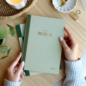 2026 Sage Green Week To View Personalised A5 Diary, 7 of 10