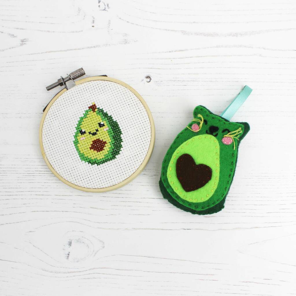 Avocado Crafting Bundle Cross Stitch Kit And Keyring By Ellbie Co