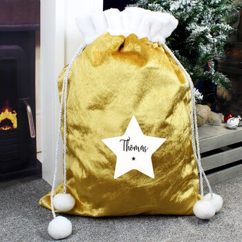 Personalised Gold Star Christmas Sack, 4 of 4