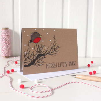 Personalised Merry Christmas Card With Robins, 5 of 6