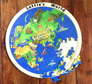 Personalised Double Sided World Map Puzzle By Oskar & Catie