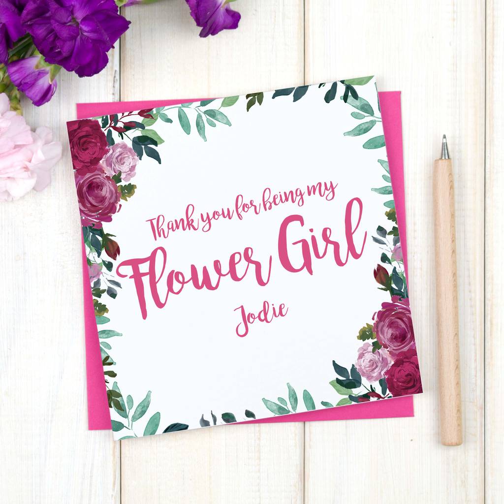personalised thank you flower girl card by chi chi moi