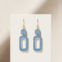 Blue And Cream Rectangle Earrings, thumbnail 3 of 7
