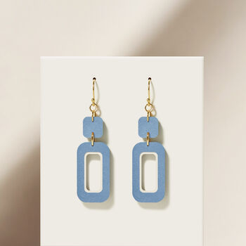 Blue And Cream Rectangle Earrings, 3 of 7