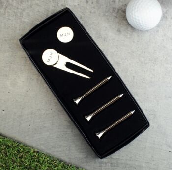 Personalised Silver Plated Golf Tee Gift Set, 4 of 4