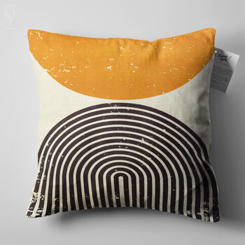 Abstract Ecru Pillow Cover With Orange Black Pattern, 5 of 7