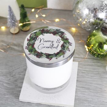 Wreath Scented Christmas Candle For Grandparents, 2 of 8