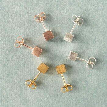 Minimal Sterling Silver Cube Studs, 3 of 6
