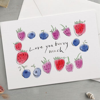 'Love You Berry Much' Funny Fruit Romantic Card, 2 of 3