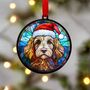 Cavapoo Blonde In Santa Hat Suncatcher Decoration, thumbnail 1 of 6