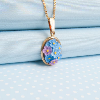 Hand Painted Forget Me Not Pendant Necklaces, 3 of 7