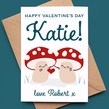 Personalised Valentine's Day Card With Cute Toadstools, 3 of 3