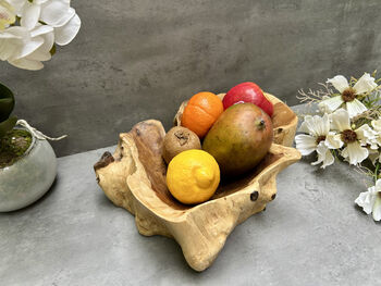 30cm Handmade Wooden Root Bowl – Balinese Gamal Wood, 5 of 12