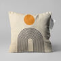 Abstract Ecru Geometric Cushion Cover With Orange Black, thumbnail 1 of 7