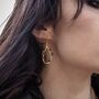 Wire Wrapped Drop Hoop Earrings With Pearl And Gemstone, thumbnail 9 of 10