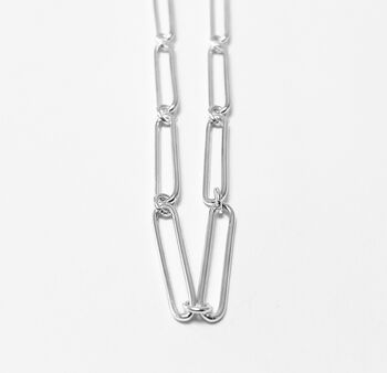 Hollow Paperclip 925 Sterling Silver Necklace, 2 of 3