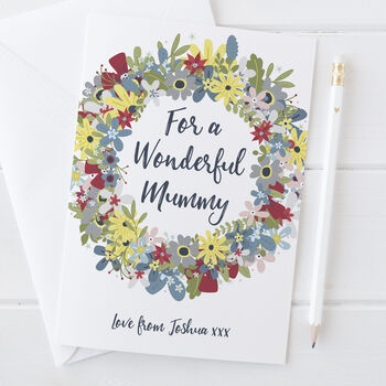 Floral Wreath Personalised Birthday Card For Mum, 2 of 5