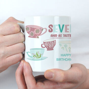 Personalised Seven Tea Tea Mug 70th Birthday Gift, 3 of 6