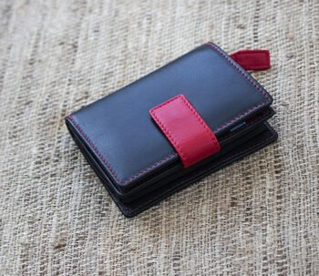 Personalised Small Black Muticolour Leather Purse, 3 of 12