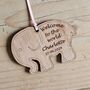 Personalised New Baby Hanging Elephant Decoration Card, thumbnail 3 of 4
