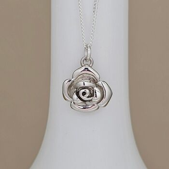 Personalised Sterling Silver Rose Charm Necklace, 4 of 5