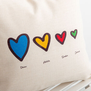 Personalised Family Of Hearts Cushion, 4 of 7