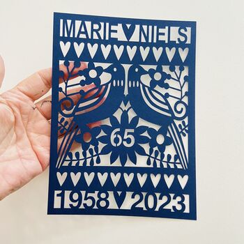 Personalised 65th Sapphire Anniversary Paper Cut, 3 of 5