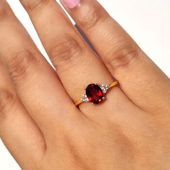 Garnet Ring In Sterling Silver And 18k Gold Vermeil, 9 of 12