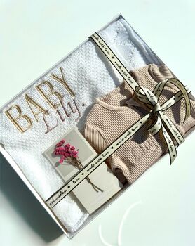 Personalised Blanket + Zip Romper Baby Gift Set For Newborn, 2 of 10