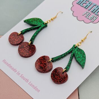 Glittery Cherry Earrings, 4 of 4