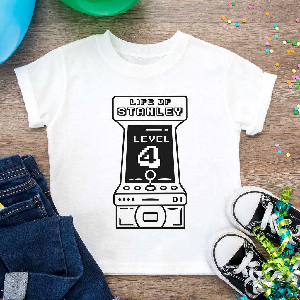 Arcade Player Fourth Birthday T Shirt, 1 of 2