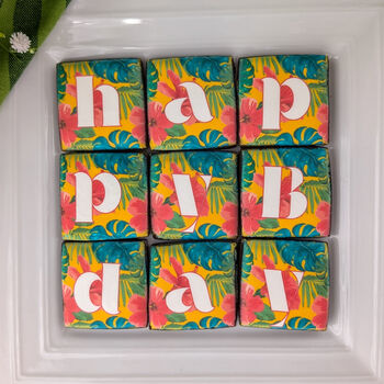 Birthday Biscuits Gift Box, Tropical Flowers, Nine Pieces, 8 of 9