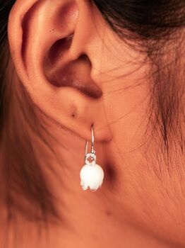 Sterling Silver 925 Simple White Lilly Of The Valley Dangle Earrings, 5 of 7