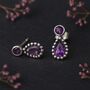 Teardrop Sterling Silver Amethyst Stud Earrings, thumbnail 1 of 10