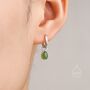 Sterling Silver Dangling Jade Droplet Hoop Earrings, thumbnail 5 of 9