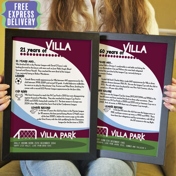 Years Of Being A Villan Print Birthday Gift For Aston Villa Fan, 5 of 6